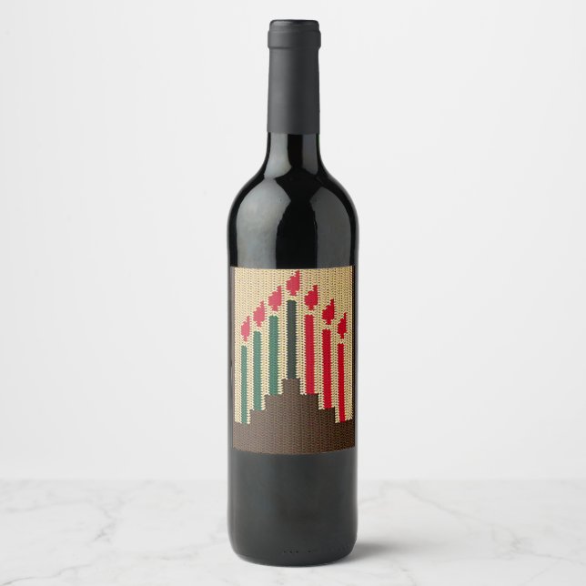 Kwanzaa Candles Crochet on Wine Bottle Label (Front)