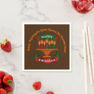 Kwanzaa Candles Red Black Green 7 Principles Napkin