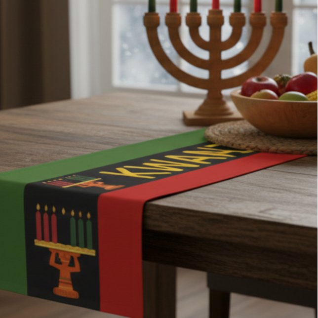 Kwanzaa Celebration Pan-African Vertical Stripes Short Table Runner (Creator Uploaded)