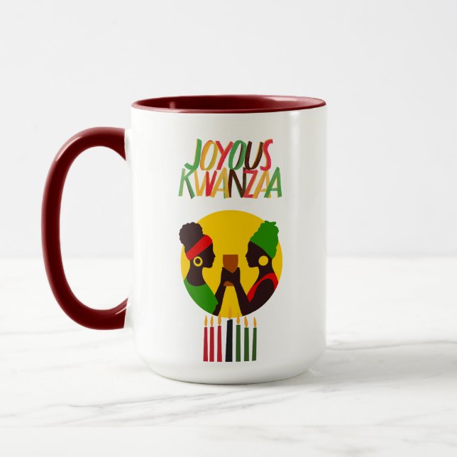 Kwanzaa Coffee Mug with Red Accents, 15 oz (Left)