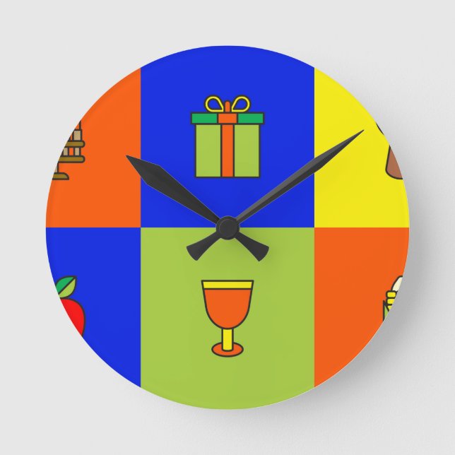 kwanzaa colorblock round clock (Front)