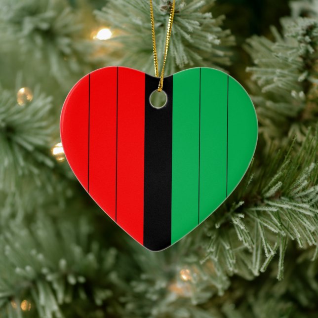 Kwanzaa Colours Red Black Green Stripes Pattern Ce Ceramic Ornament (Tree)
