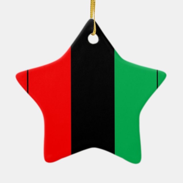 Kwanzaa Colours Red Black Green Stripes Pattern Ceramic Ornament (Back)