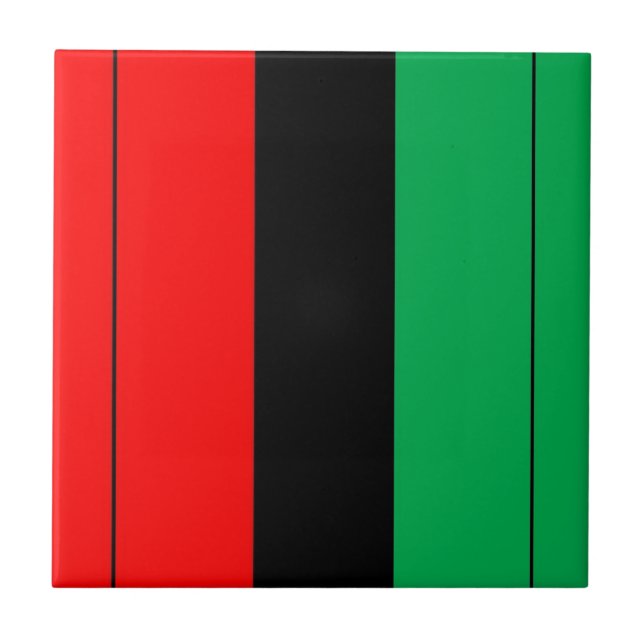 Kwanzaa Colours Red Black Green Stripes Pattern Ceramic Tile (Front)
