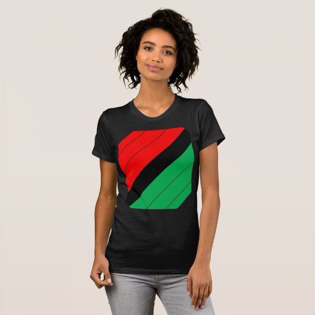 Kwanzaa Colours Red Black Green Stripes Pattern T-Shirt (Front Full)
