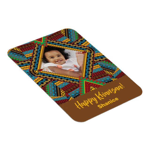 Kwanzaa Custom Brightly Colored Diamond Patter Magnet (Right Side)