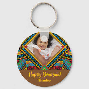 Kwanzaa Custom Brightly Coloured Diamond Patter Key Ring