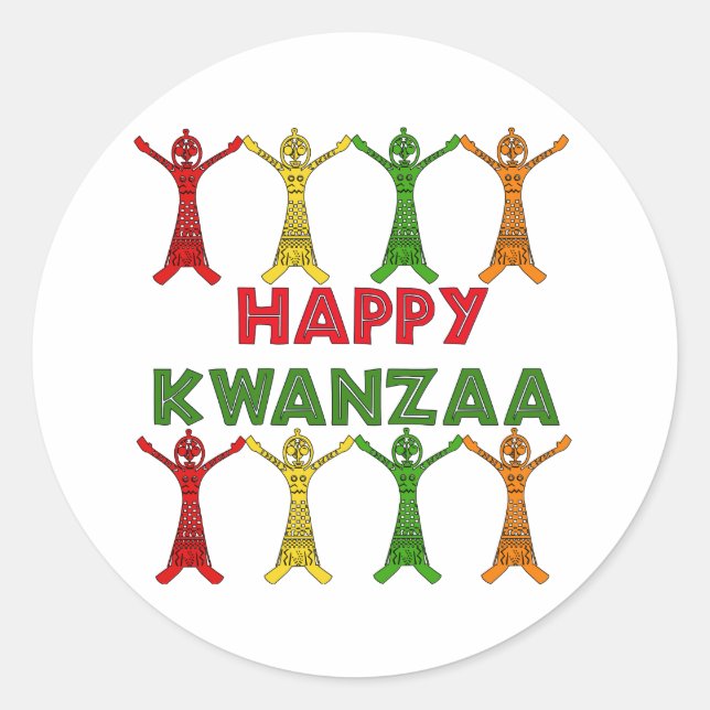 Kwanzaa Dancers Classic Round Sticker (Front)