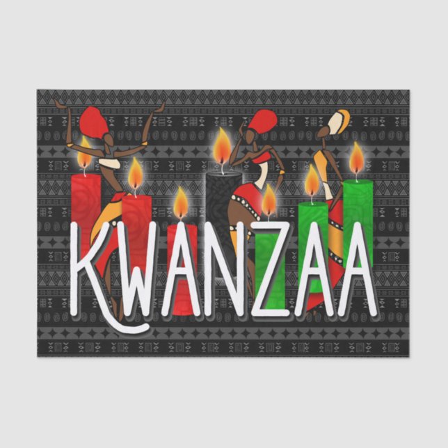 Kwanzaa Dancers with Kinara Candles Tissue Paper (Front)