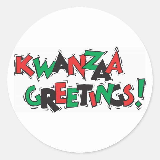 Kwanzaa Greetings Classic Round Sticker (Front)
