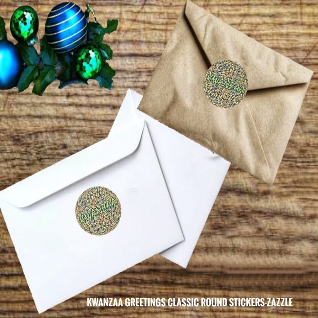 Kwanzaa Greetings Classic Round Sticker (Creator Uploaded)