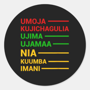 Kwanzaa Holiday 7 Principle Meanings Classic Round Sticker