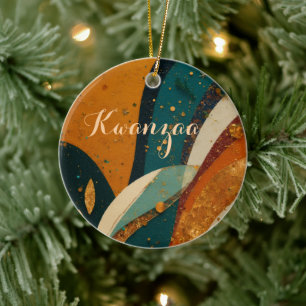 Kwanzaa Holiday Elegance Ceramic Ornament