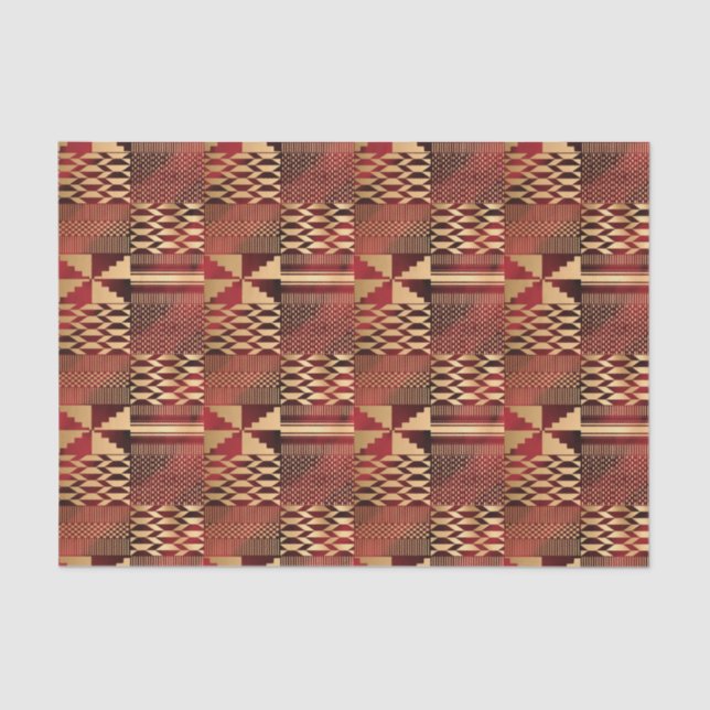 Kwanzaa Kente Print (Red/Gold)  Tissue Paper (Front)