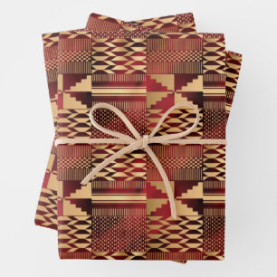 Kwanzaa Kente Print (Red/Gold)  Wrapping Paper Sheet