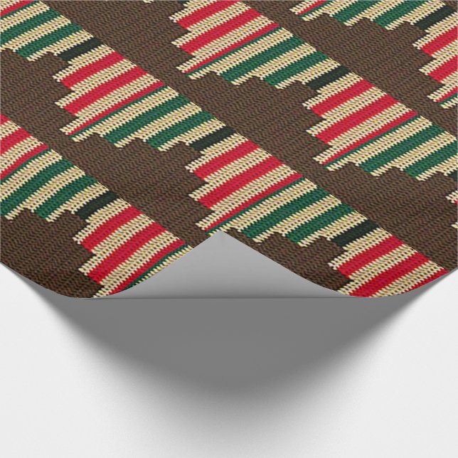Kwanzaa Kinara Candles Artisan Crochet Print Wrapping Paper (Corner)