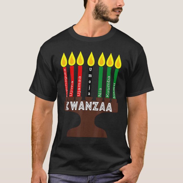 Kwanzaa Kinara Mishumaa With 7 Principles T-Shirt (Front)