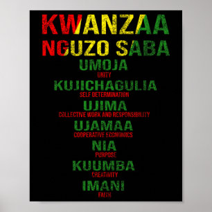 Kwanzaa - Nguzo Saba The Seven Principles Distress Poster