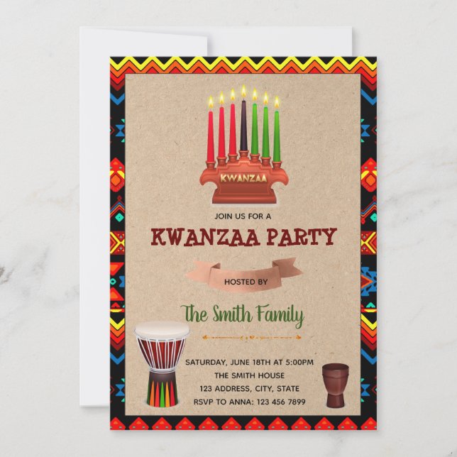 Kwanzaa party theme invitation (Front)