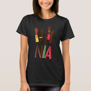 Kwanzaa Principles Green and Red Font African Prin T-Shirt