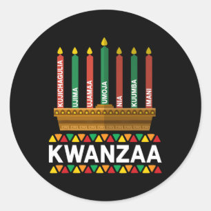 Kwanzaa Principles Kwanzaa Candles Kinara Pan Afri Classic Round Sticker