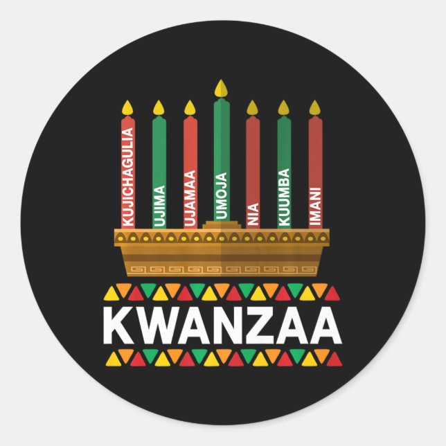 Kwanzaa Principles Kwanzaa Candles Kinara Pan Afri Classic Round Sticker (Front)
