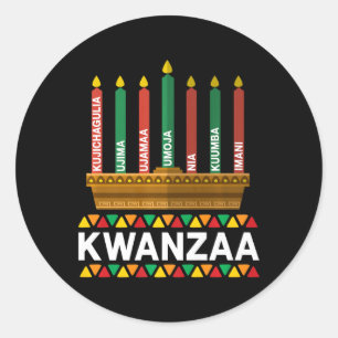 Kwanzaa Principles Kwanzaa Candles Kinara Pan Afri Classic Round Sticker