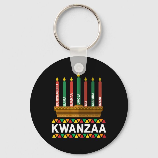 Kwanzaa Principles Kwanzaa Candles Kinara Pan Afri Key Ring (Front)