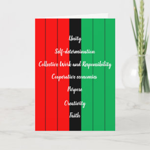 Kwanzaa Principles Red Black Green Stripes Pattern Holiday Card