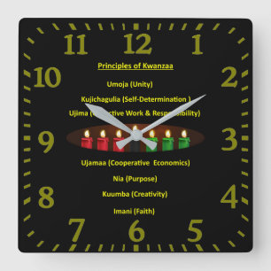 Kwanzaa Principles  Square Wall Clock