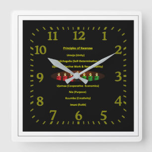 Kwanzaa Principles  Square Wall Clock 23