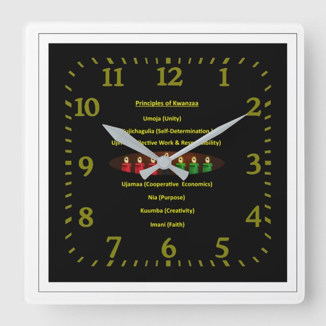 Kwanzaa Principles  Square Wall Clock 23 (Front)