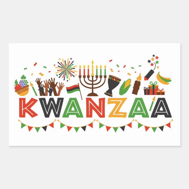 Kwanzaa   rectangular sticker (Front)
