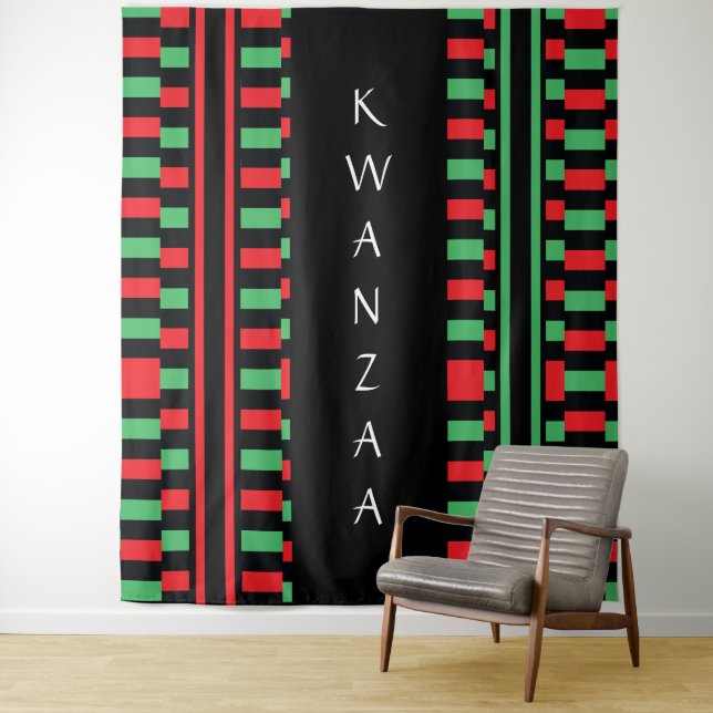 Kwanzaa Red Black Green Celebration Tapestry (In Situ)