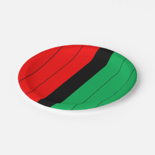 Kwanzaa Red Black Green Kinara Striped Pattern Paper Plate