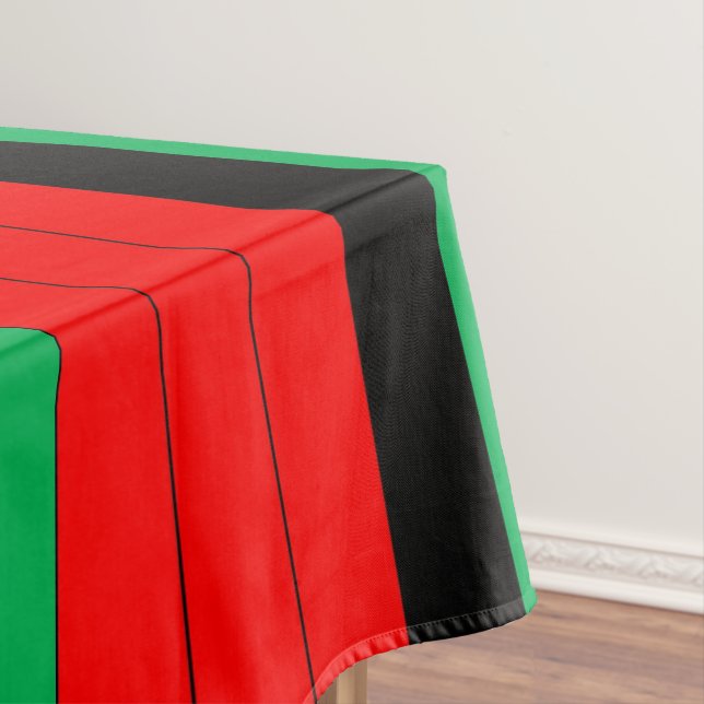 Kwanzaa Red Black Green Kinara Striped Pattern Tablecloth (In Situ)