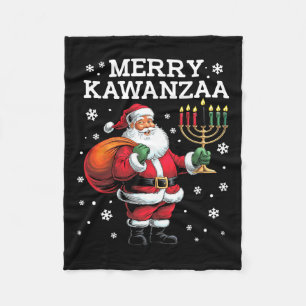 Kwanzaa Santa Seven Candles African American Afro Fleece Blanket