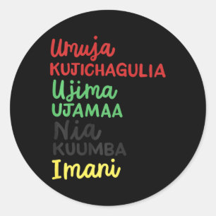 Kwanzaa Seven Principles African American Christma Classic Round Sticker