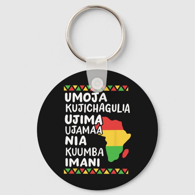 Kwanzaa Seven Principles African Map Black Pride M Key Ring (Front)