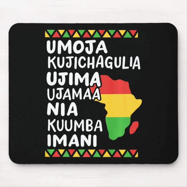 Kwanzaa Seven Principles African Map Black Pride M Mouse Pad (Front)