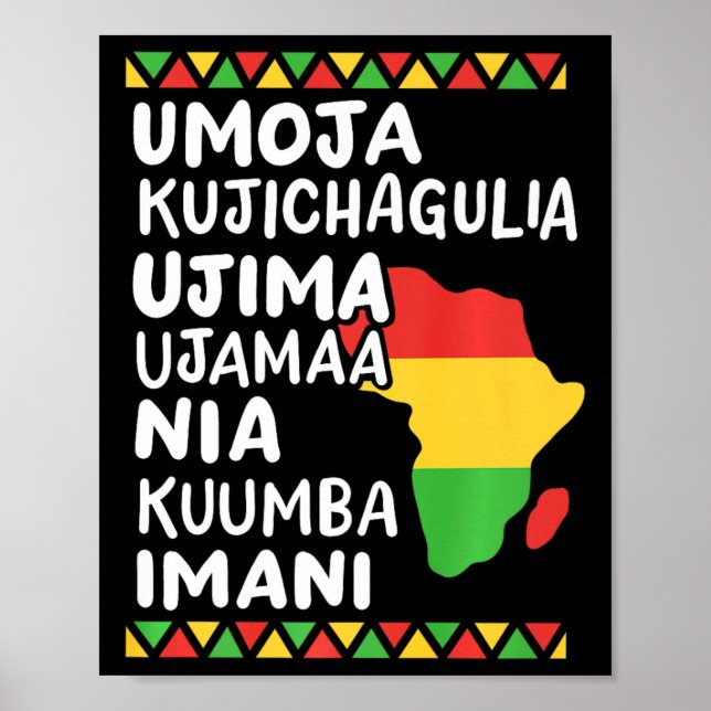 Kwanzaa Seven Principles African Map Black Pride M Poster (Front)