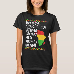 Kwanzaa Seven Principles African Map Black Pride M T-Shirt