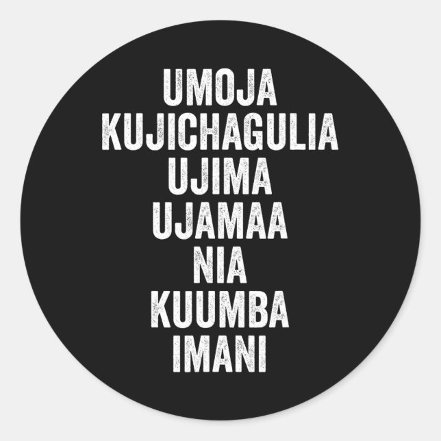 Kwanzaa - Seven Principles  Classic Round Sticker (Front)