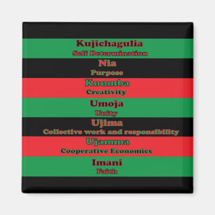 Kwanzaa Seven Principles Green Red Black Magnet