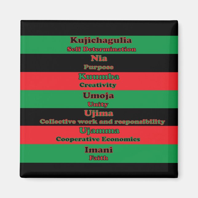 Kwanzaa Seven Principles Green Red Black Magnet (Front)