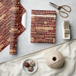 Kwanzaa Seven Principles (Red/Gold) Wrapping Paper