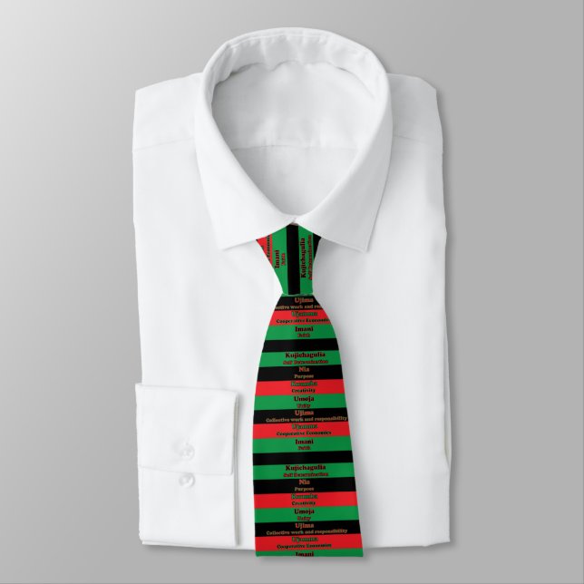 Kwanzaa Seven Principles Red Gren Black Tie (Tied)