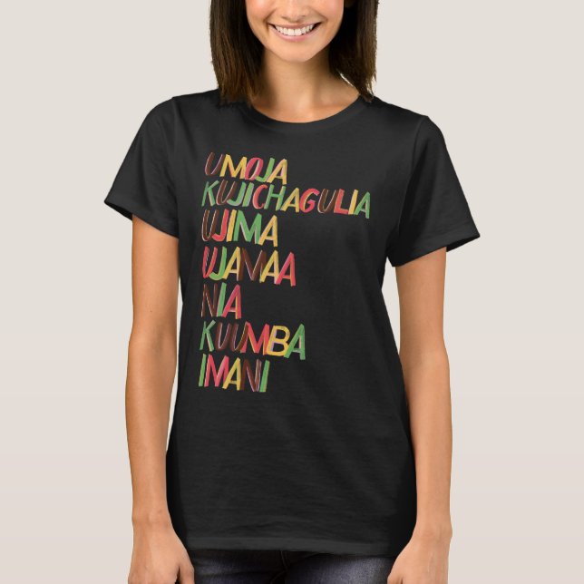 Kwanzaa Seven Principles  T-Shirt (Front)
