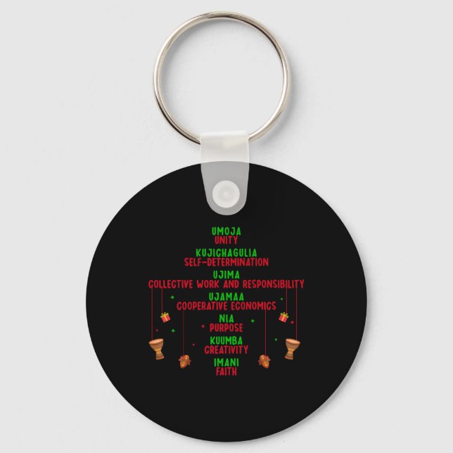 Kwanzaa Seven Principles Tree Unity Faith Graphic  Key Ring (Front)