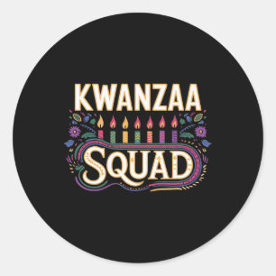 Kwanzaa Squad Family Christmas Afro-american Tee  Classic Round Sticker